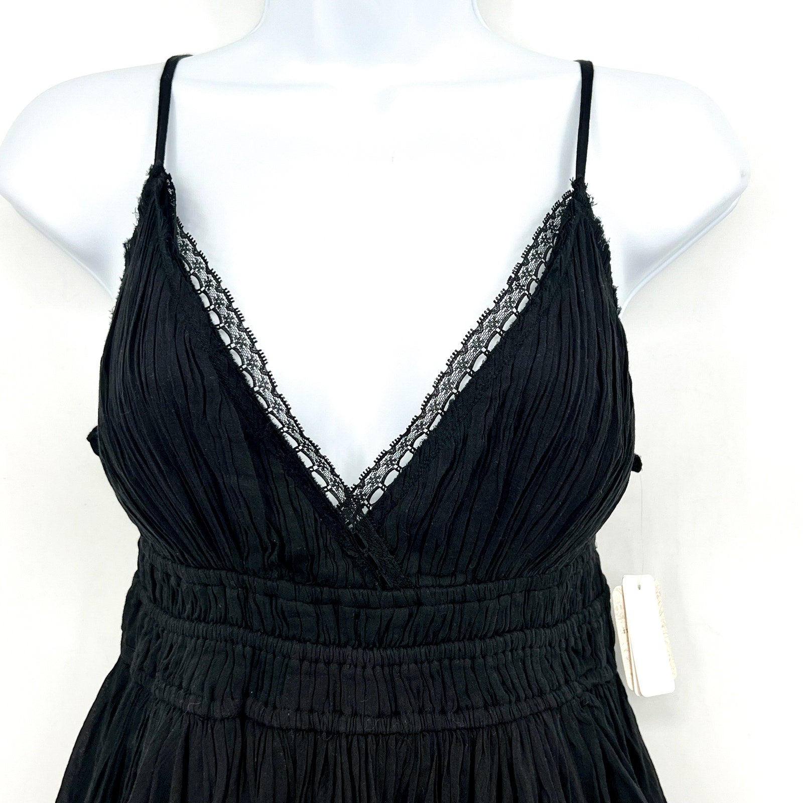 FREE PEOPLE Women's One Delia Slip Dress Medium Black Sundress Gauze NWT