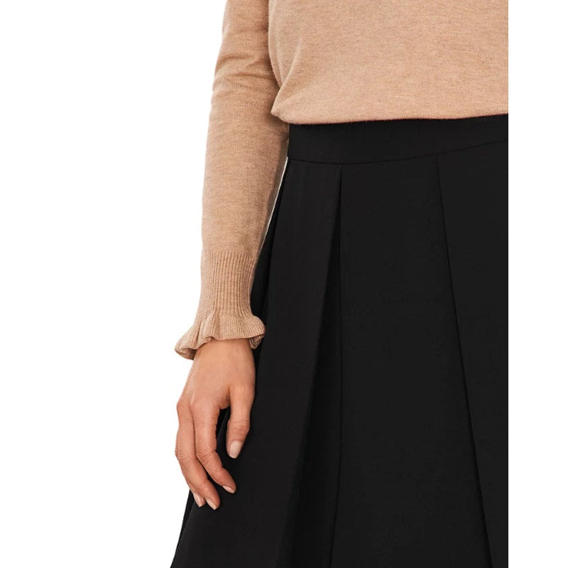 CECE Women's Pleated Mini A-Line Skirt Size 0 Rich Black Stretch Lined NWT