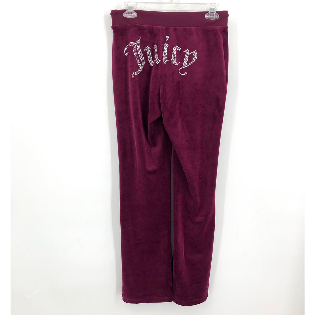 JUICY COUTURE Women's OG Big Bling Velour Track Pants Small Red Candied Fig NWT