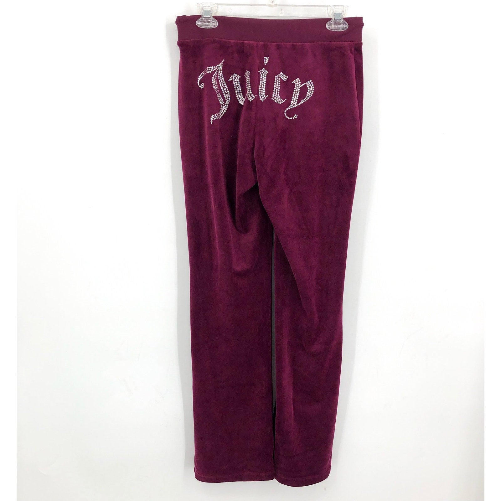 JUICY COUTURE Women's OG Big Bling Velour Track Pants Small Red Candied Fig NWT