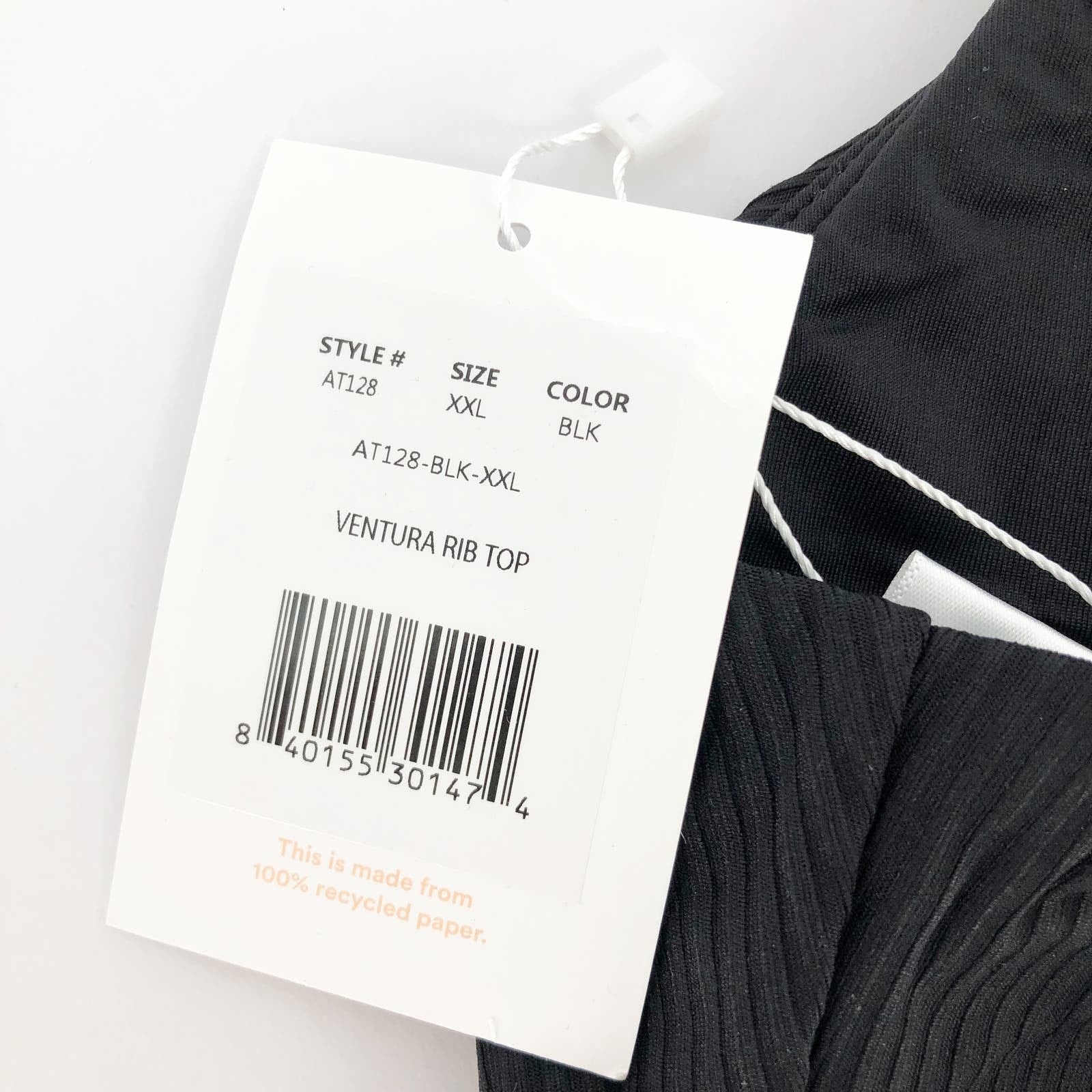 ANDIE SWIM The Ventura Rib Bikini Top XXL Black Scoop Neck Stretch NWT