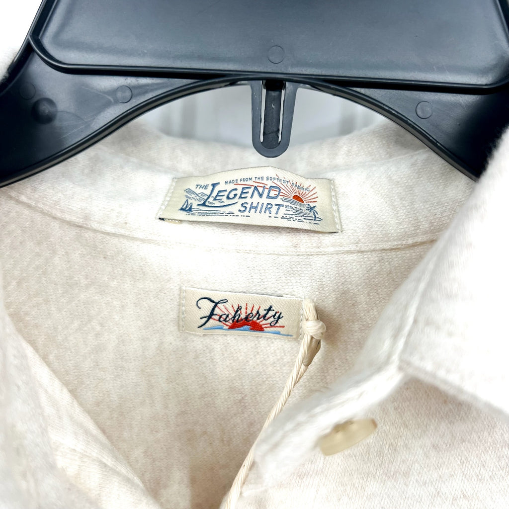 FAHERTY Men's Legend Sweater Shirt Small Off White Heather Long Sleeve NWT