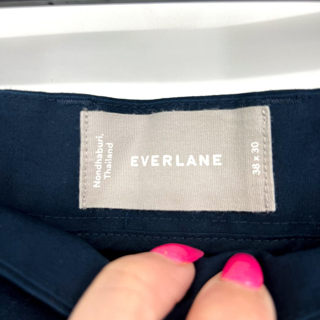 EVERLANE Mens Air Chino Pants 38x30 Navy Blue Stretch Cotton Poplin Slim Fit NWT