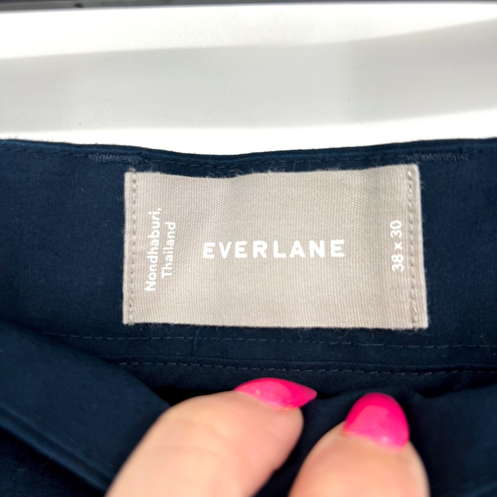 EVERLANE Mens Air Chino Pants 38x30 Navy Blue Stretch Cotton Poplin Slim Fit NWT