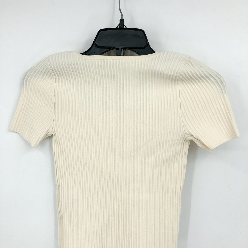 MADEWELL Womens Ottoman Crop Sweater Tee XXS Bright Ivory Short Sleeve Top NWT