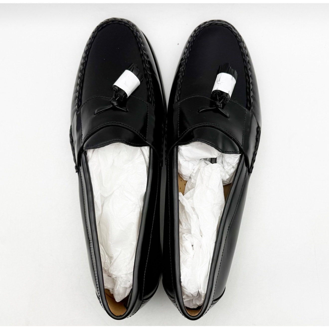 JOHNSTON & MURPHY Mens Hayes Tassel Dress Loafers Size 11.5 Black Leather NWOB