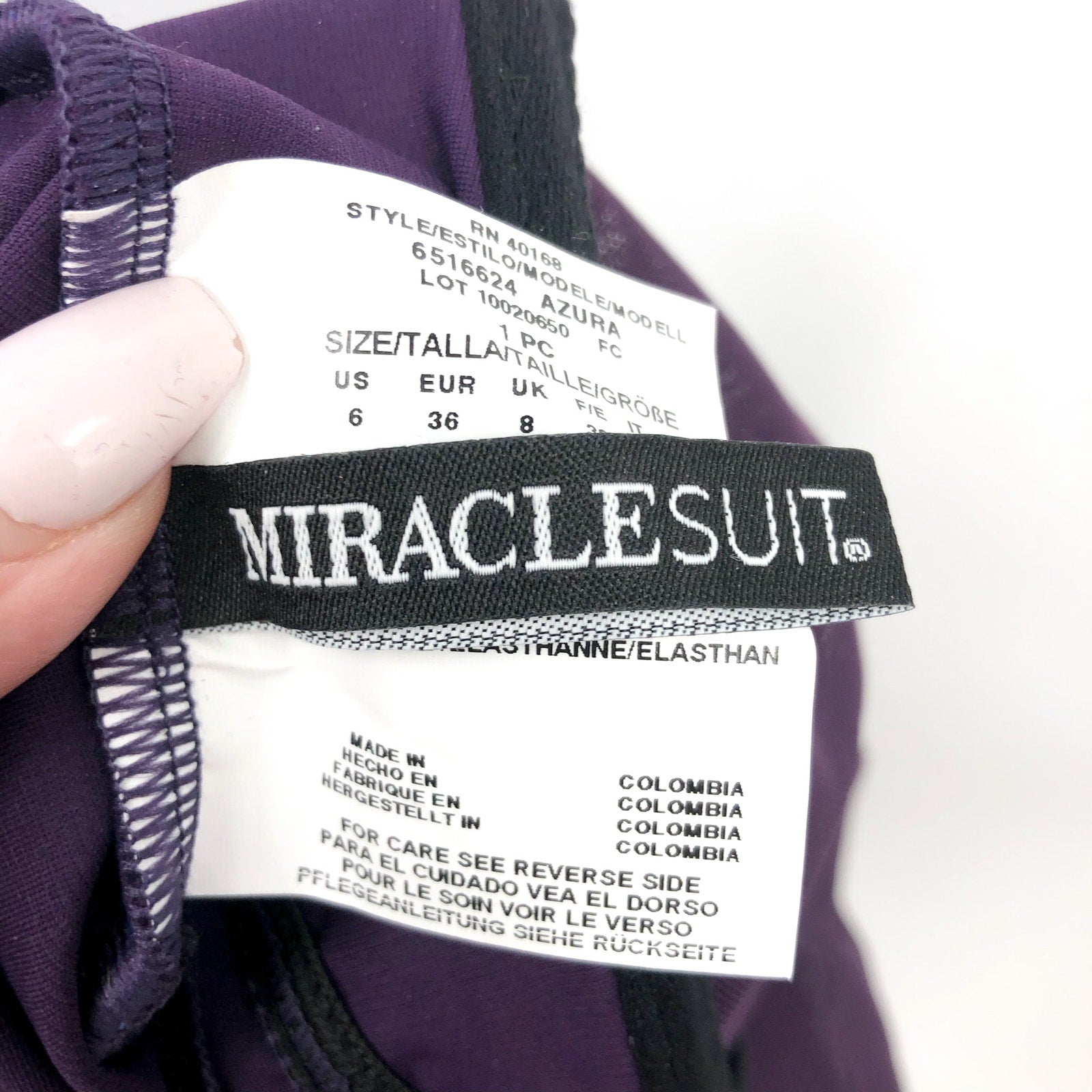 MIRACLESUIT Azura One Piece Swimsuit Size 6 Purple Sangria Illusionists NWT