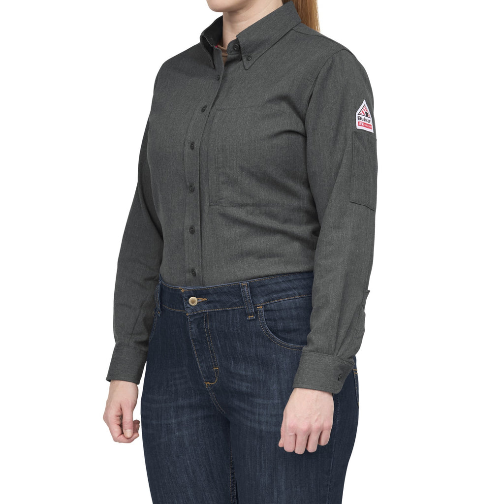 BULWARK Women's iQ Series Comfort Woven FR Shirt XL Dark Grey Long Sleeve NWT