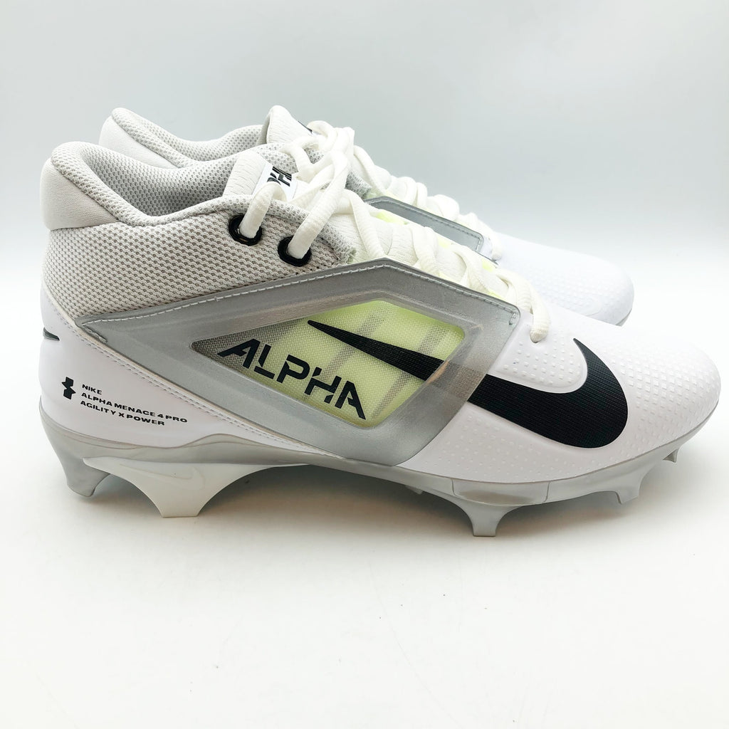 Nike Mens Alpha Menace 4 Pro Molded Football Cleats Size 9 White Black NWOB