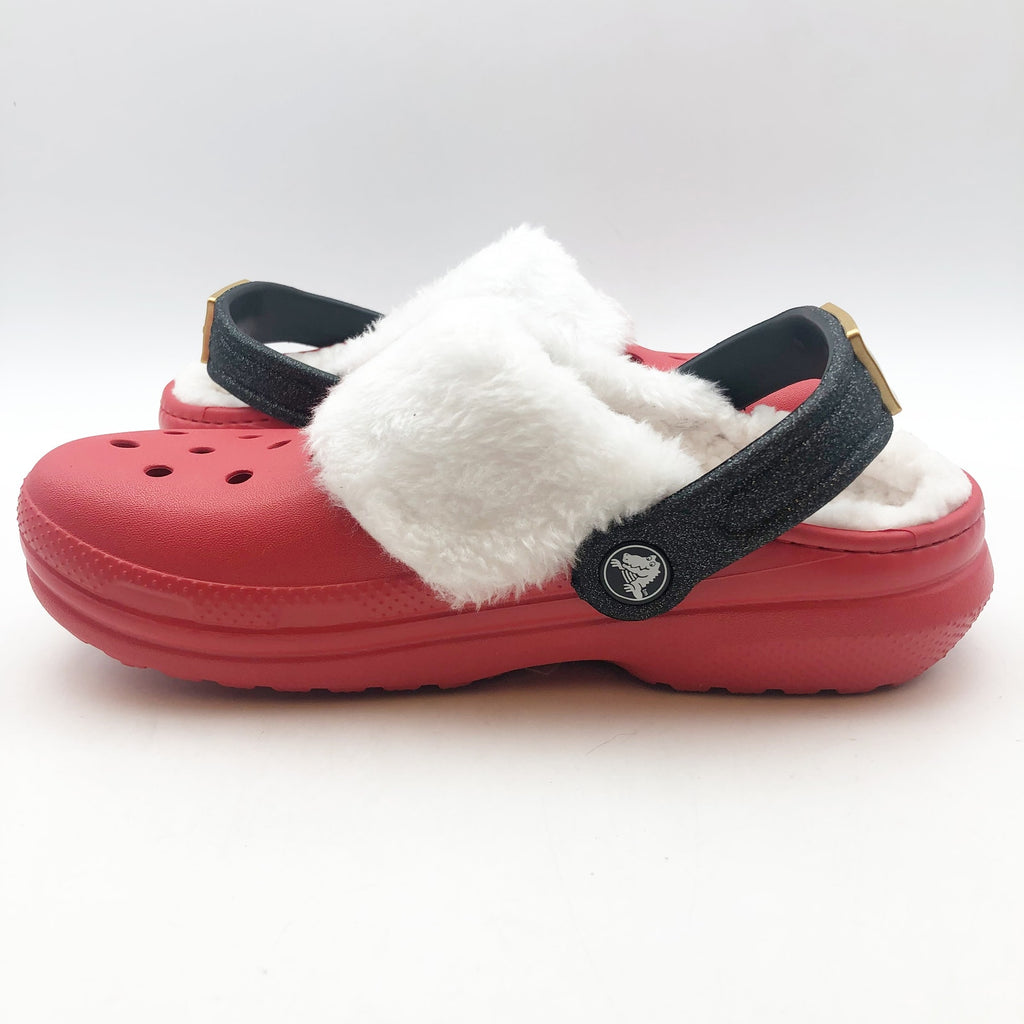 Crocs Unisex Kids Santa Classic Clogs Size J 3 Festive Red White Black NWT
