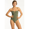 SEA LEVEL SWIM Spinnaker U Bar Bandeau One Piece Swimsuit Size 12 Green NWT