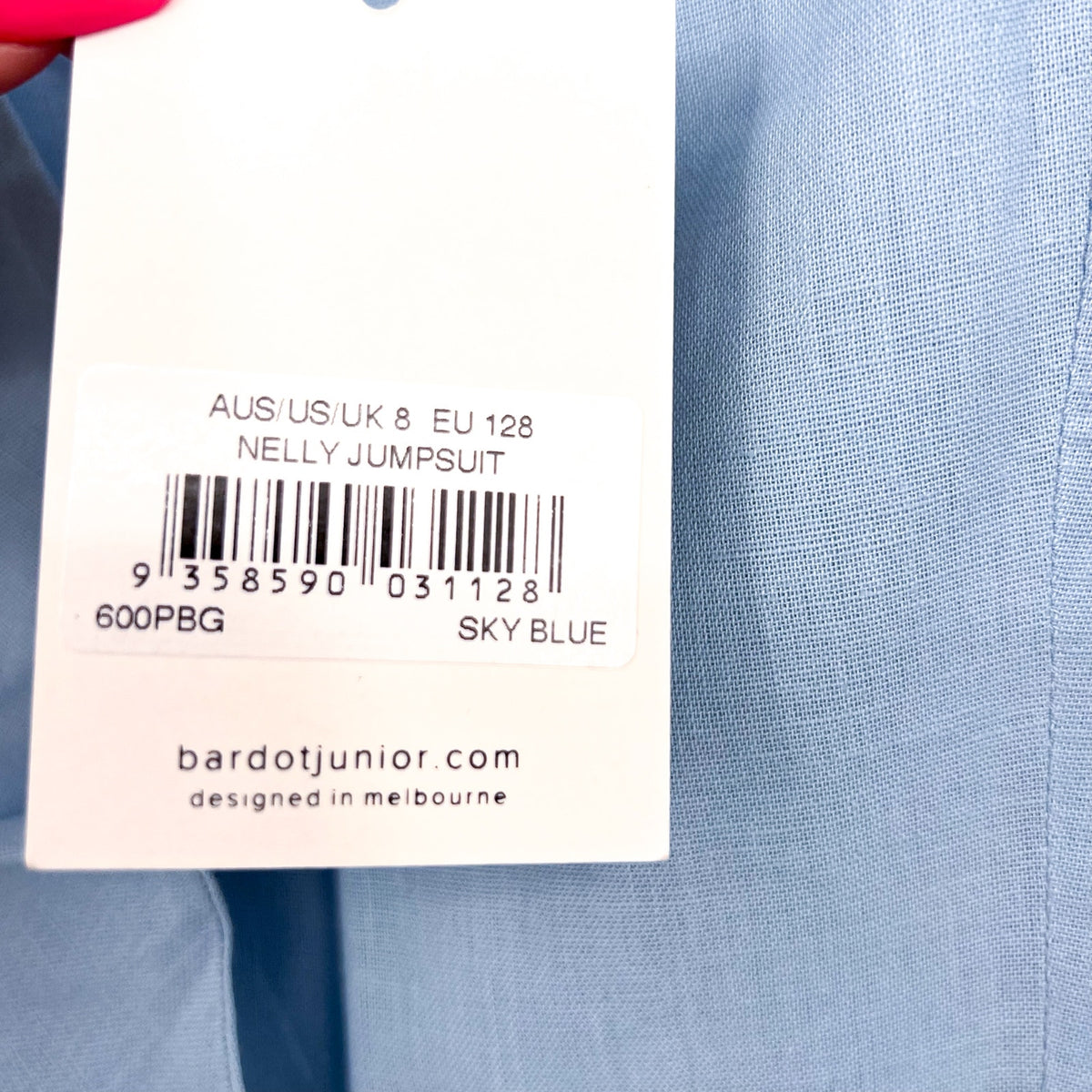 BARDOT Girl's Nelly Ruffle Jumpsuit Size 8 Medium Sky Blue Square Neck NWT