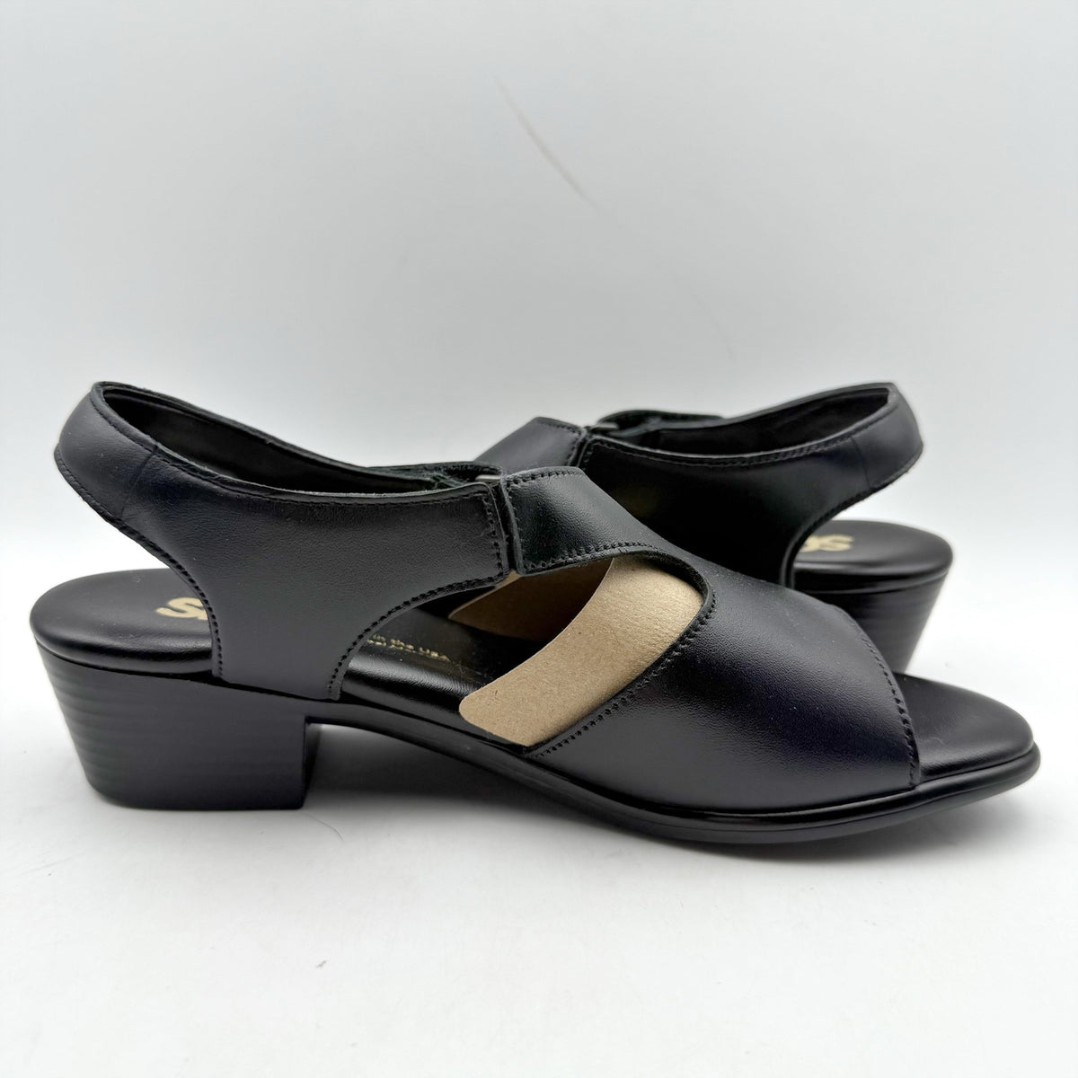 SAS Womens Suntimer Heeled Sandals Size 7 M EU 37.5 Black Leather NIB