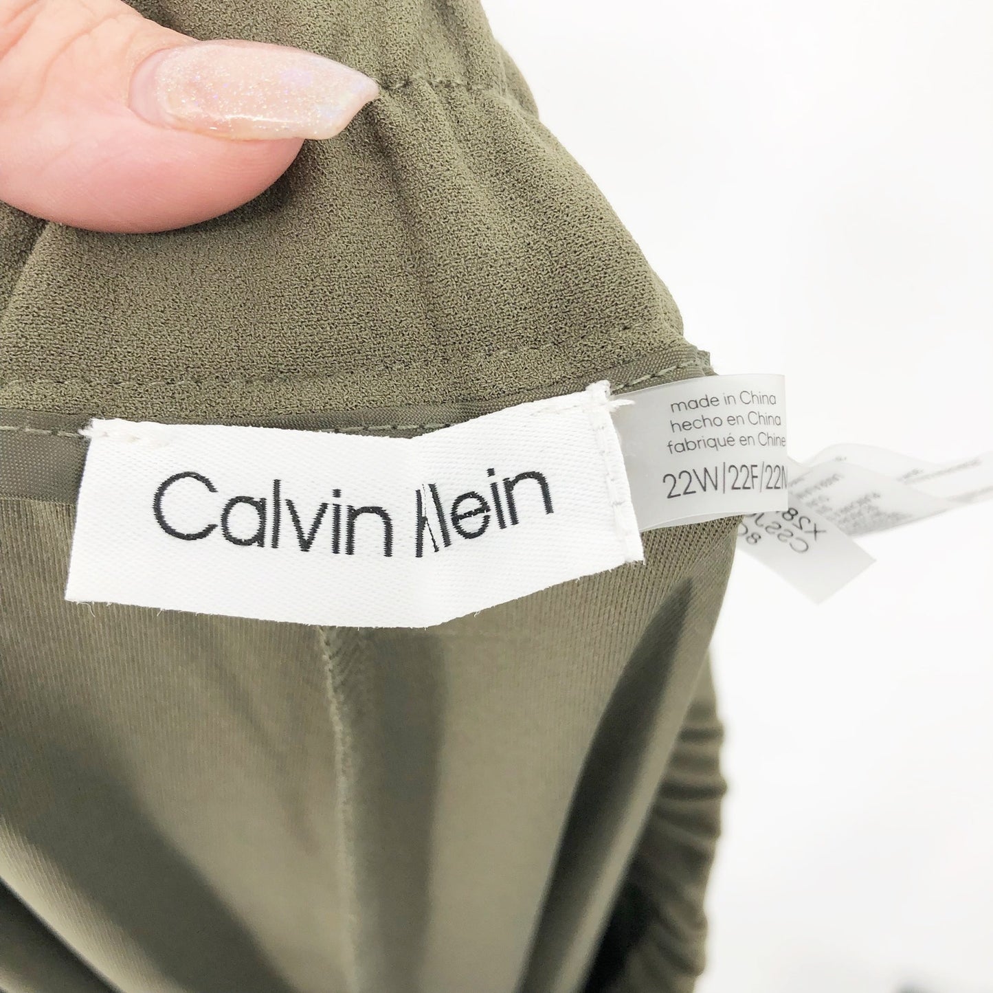 CALVIN KLEIN Women Mid-Rise Pull-On Slim Straight Pants Green 22W