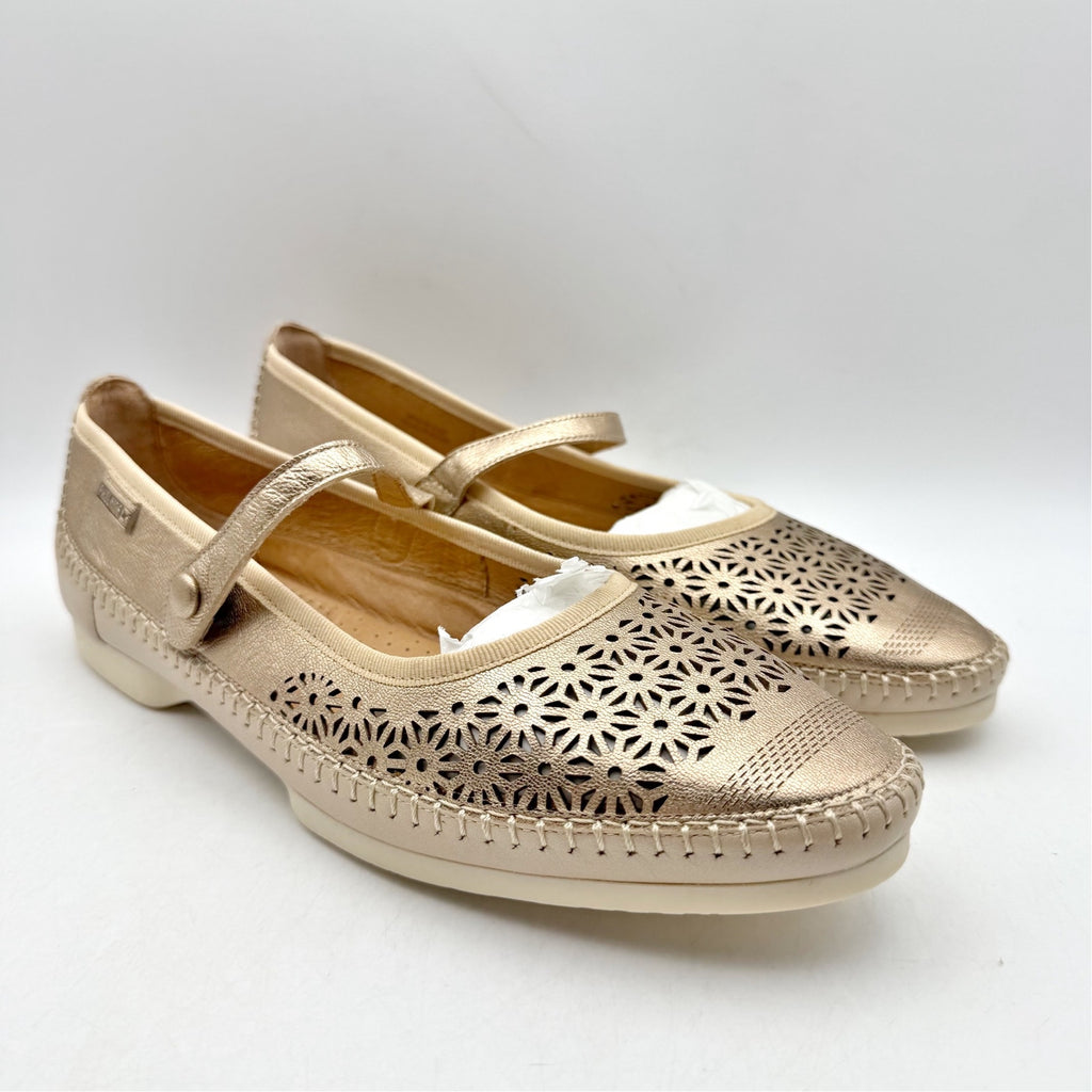 Pikolinos Womens Aguilas Ballet Flats EU 40 US 10 Champagne Gold Leather NWOB