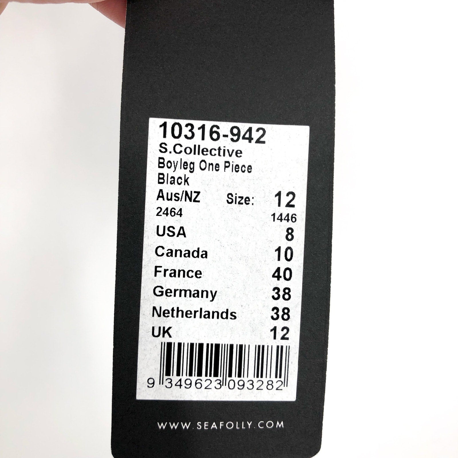 SEAFOLLY COLLECTIVE Women's Boyleg One Piece Swimsuit Size 8 Black Halter NWT
