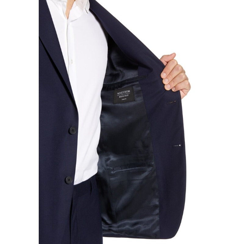 NORDSTROM Men's Tech Smart Trim Fit Suit Jacket 42R Navy Blue Stretch NWOT