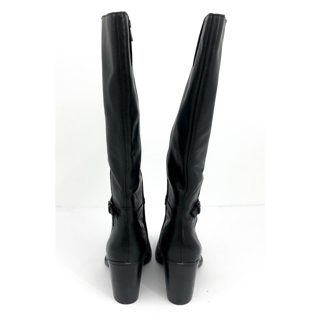 NATURALIZER Women's Kalina Boot 7.5 Wide WIDE CALF Black Leather Knee High NWOB