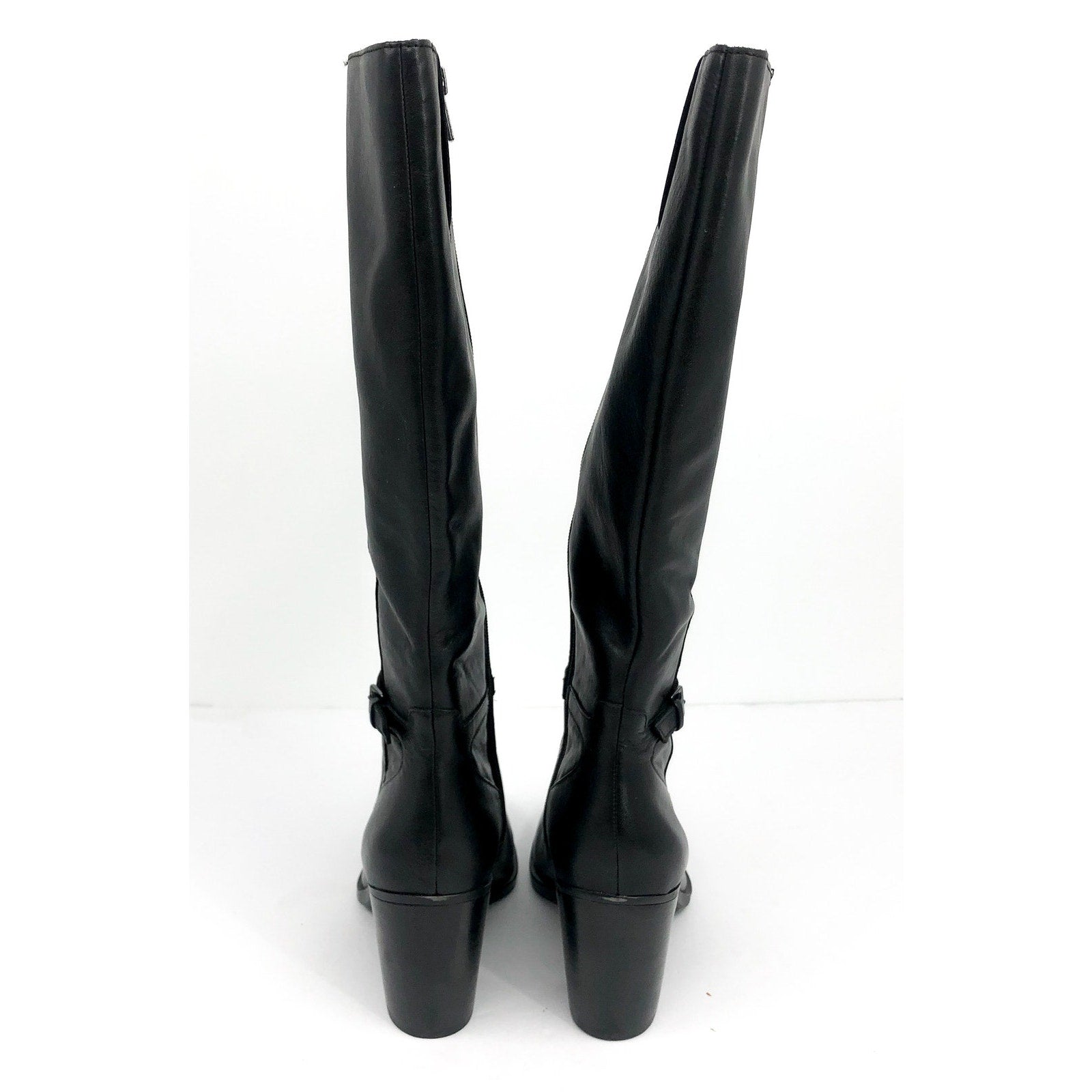 NATURALIZER Women's Kalina Boot 7.5 Wide WIDE CALF Black Leather Knee High NWOB