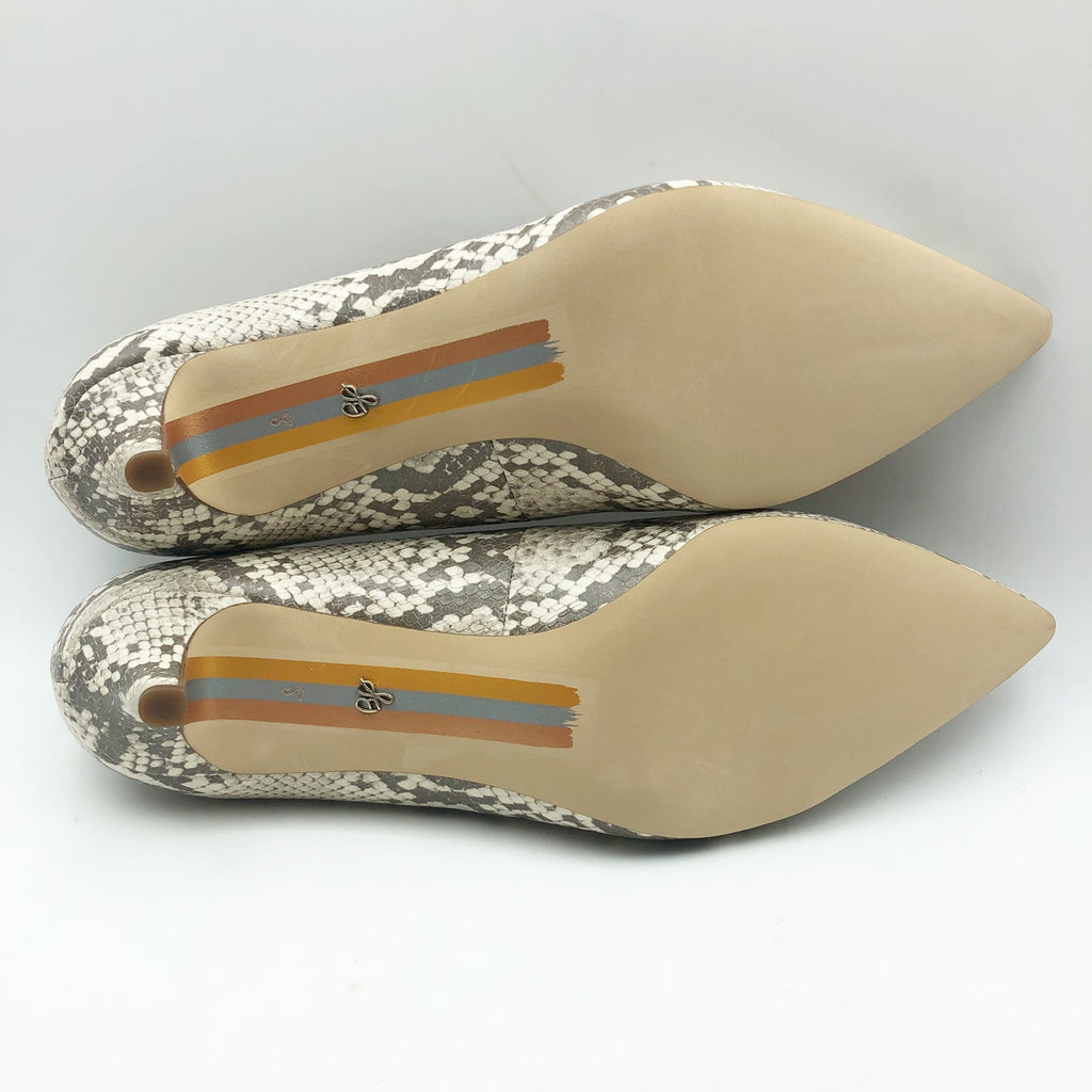 Sam Edelman Womens Dori Pumps US 8 M EU 38.5 Taupe Snake Print Leather NIB