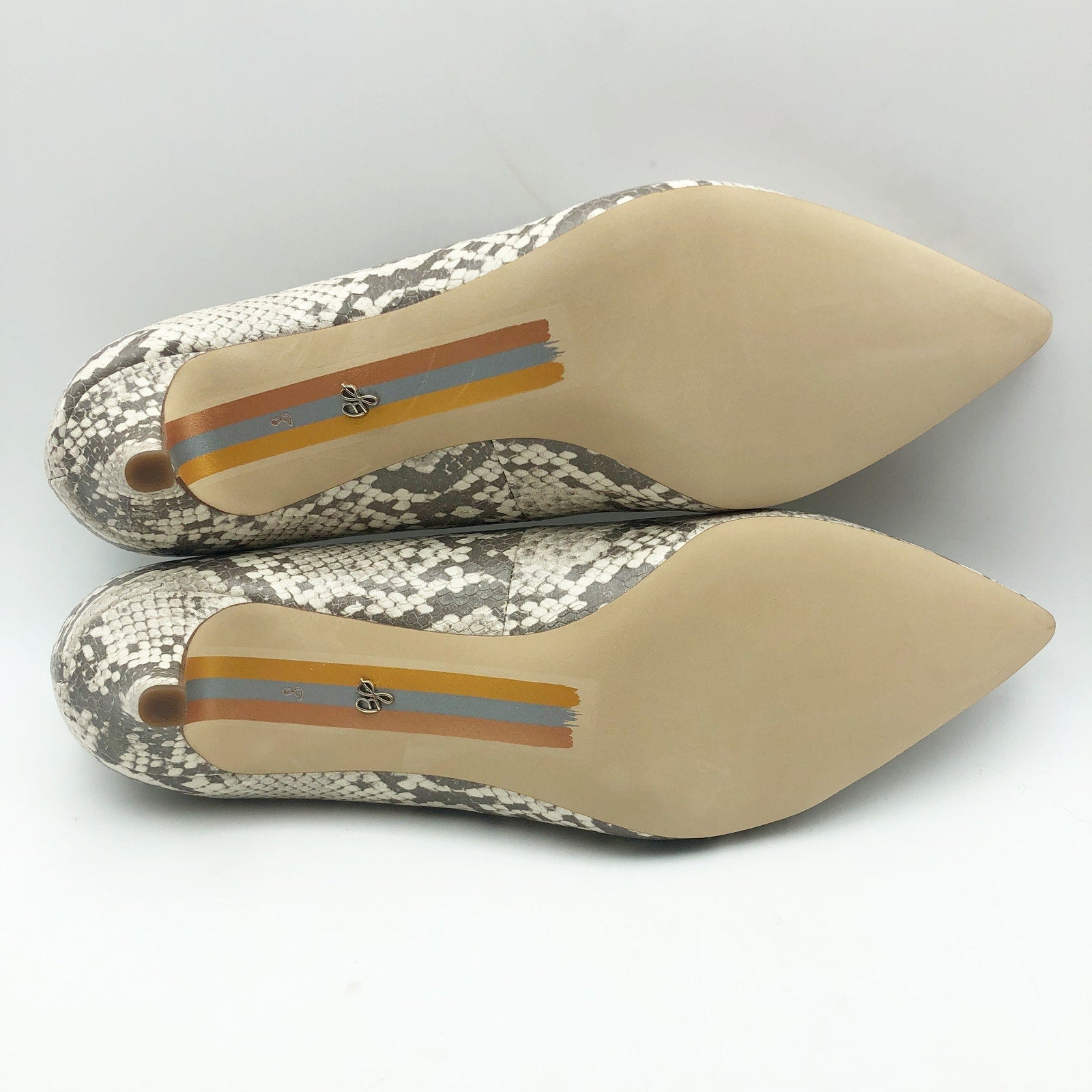 Sam Edelman Womens Dori Pumps US 8 M EU 38.5 Taupe Snake Print Leather NIB