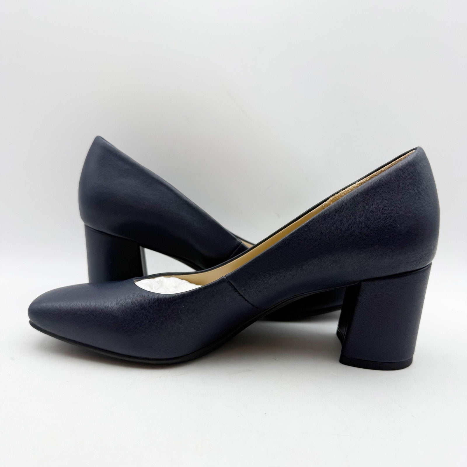 Naturalizer Womens Warner Pumps Size 7 WIDE EU 37.5 Navy Blue Heels Slip On NWOB