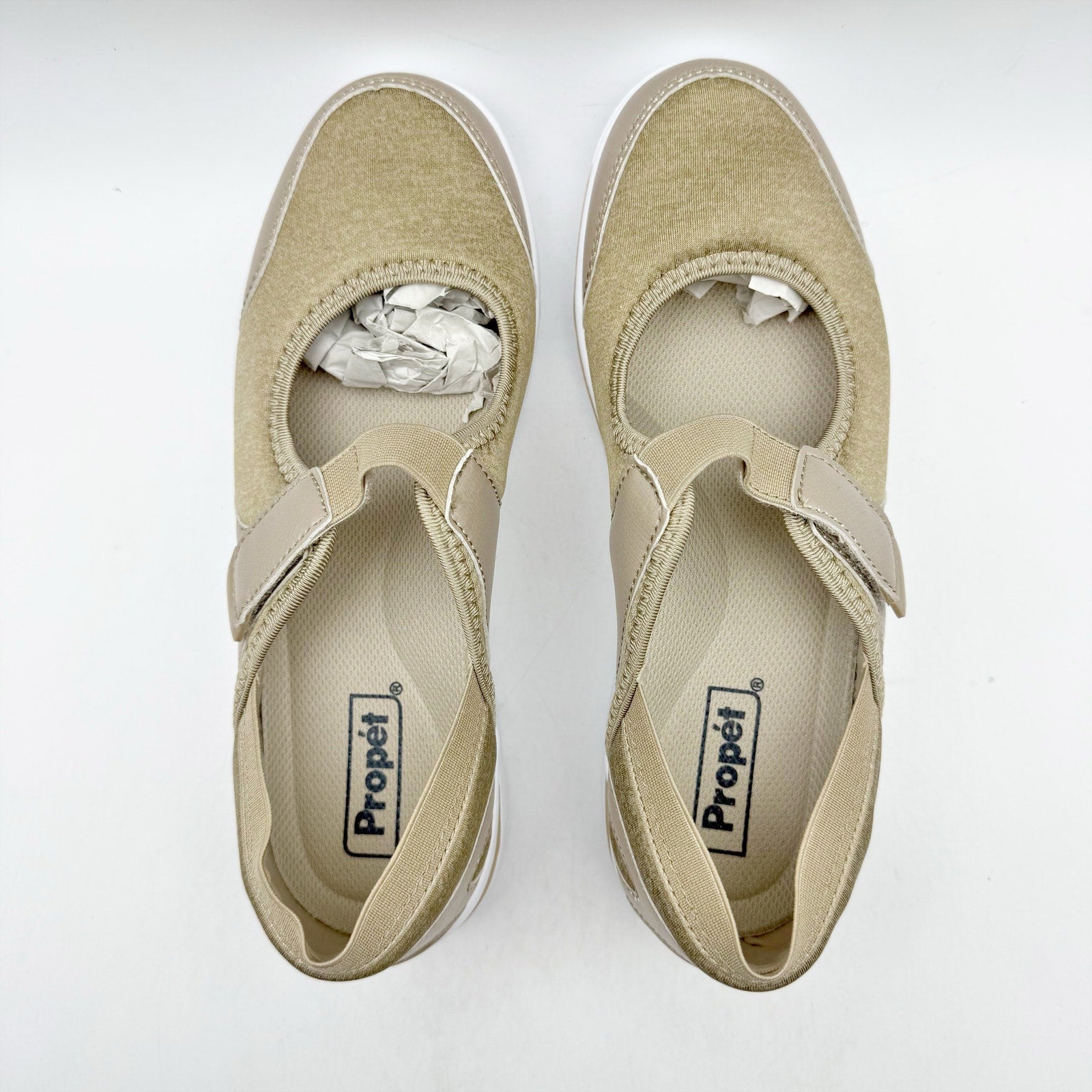 Propet Womens Onalee Mary Jane Shoes US 7 Narrow Beige Casual Flats Diabetic NIB