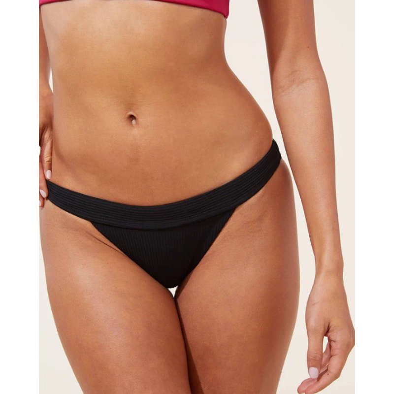 ANDIE SWIM Women's The Banded Cheeky Bikini Bottom Size XL Black Ribbed