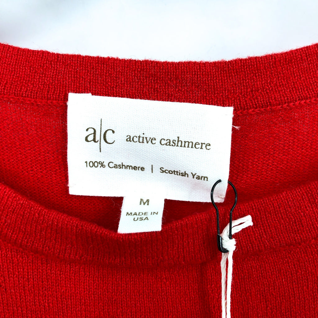 ACTIVE CASHMERE Men's Short Sleeve Fine Cashmere T-Shirt Medium Red NWT