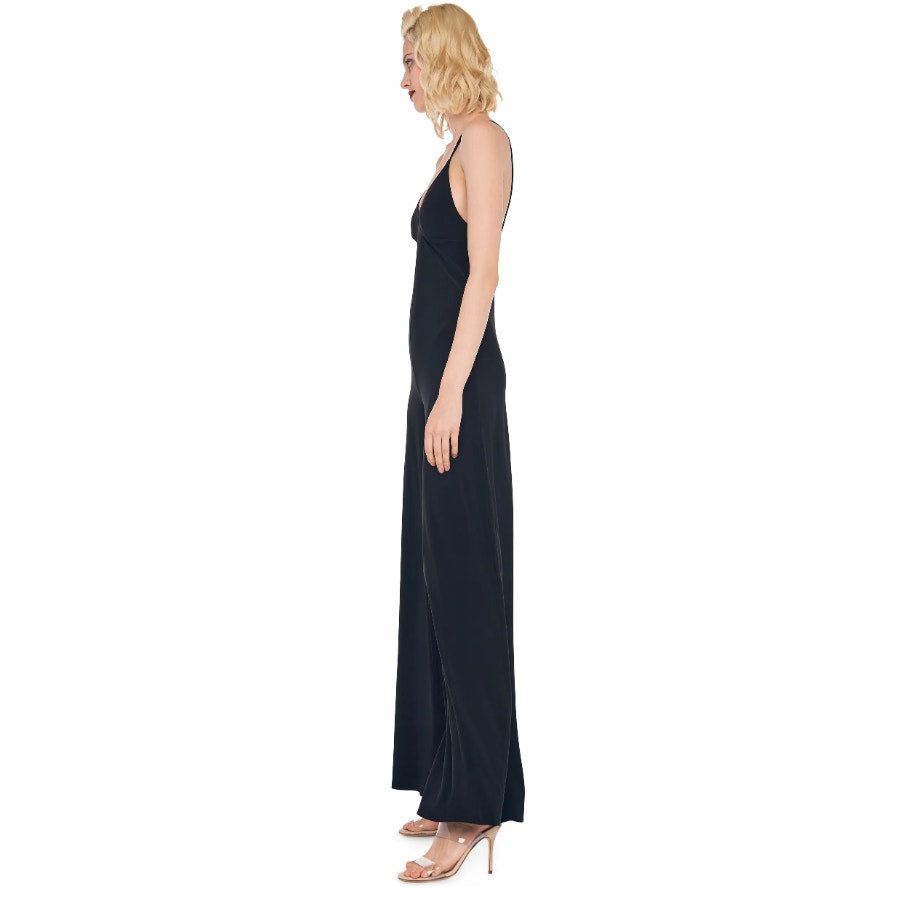 NORMA KAMALI Women's V neck Slip Jumpsuit Medium 38 Black V neckline NWT