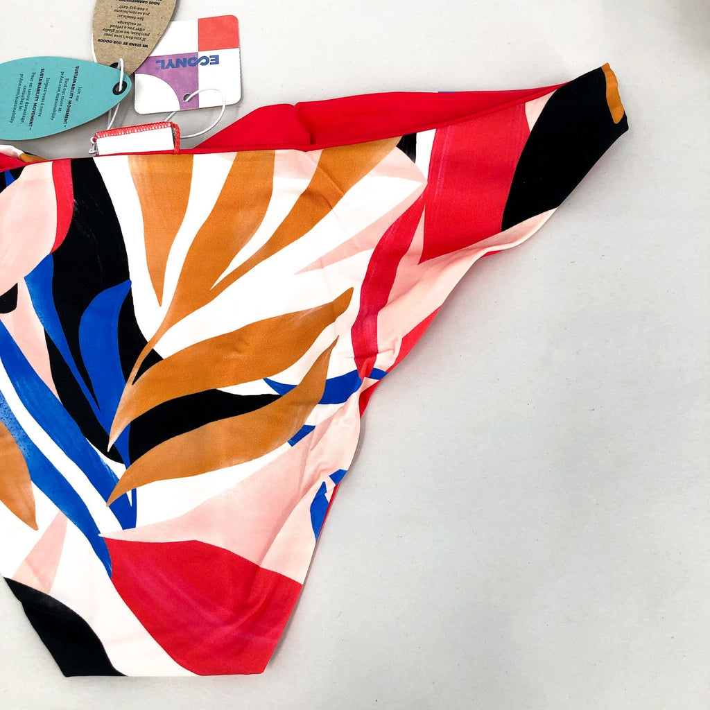 PRANA Women's Elina Reversible Bikini Bottoms Large Red Tropics Print Floral NWT