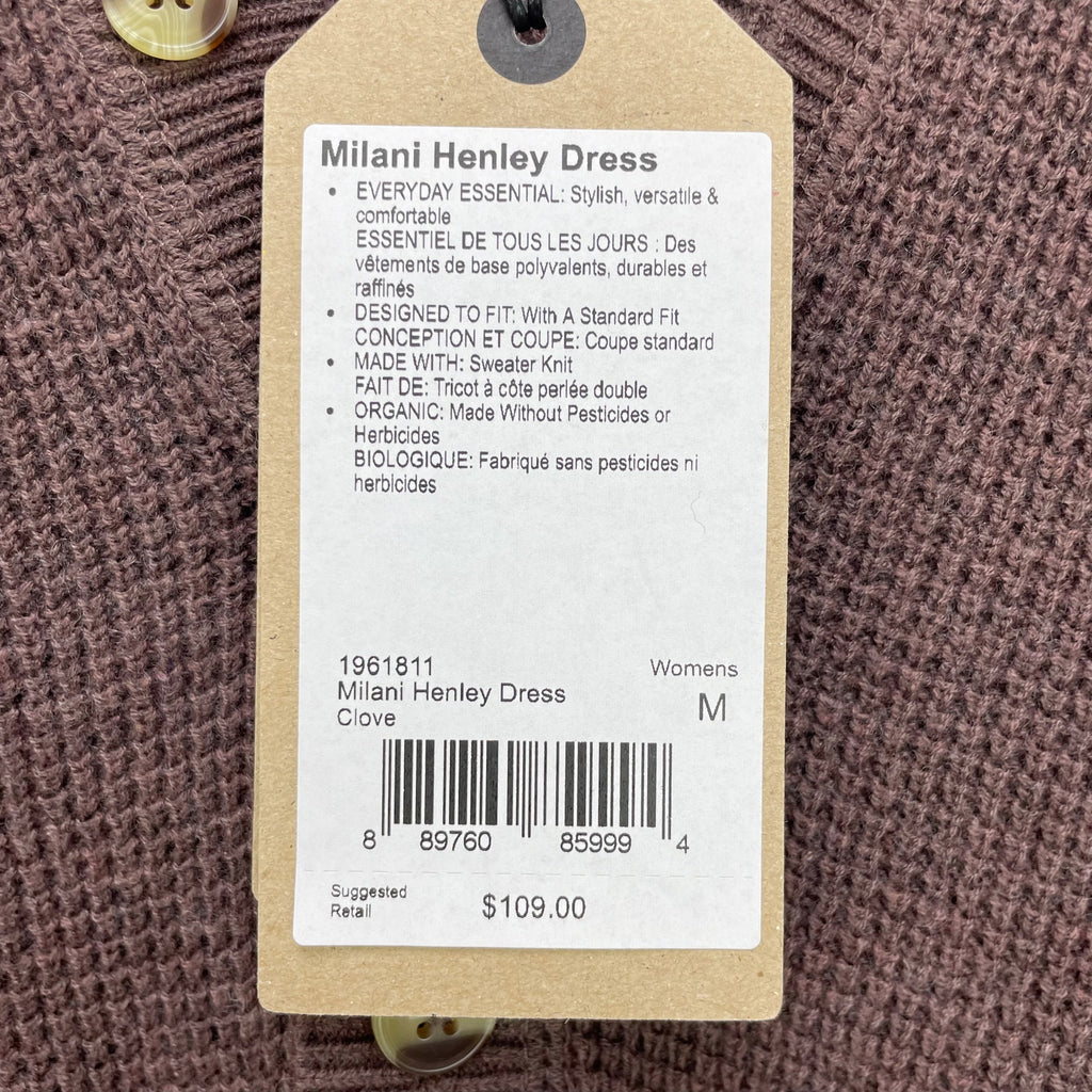 prAna Womens Milani Henley Dress Medium Clove Red Waffle Knit Thermal LS NWT