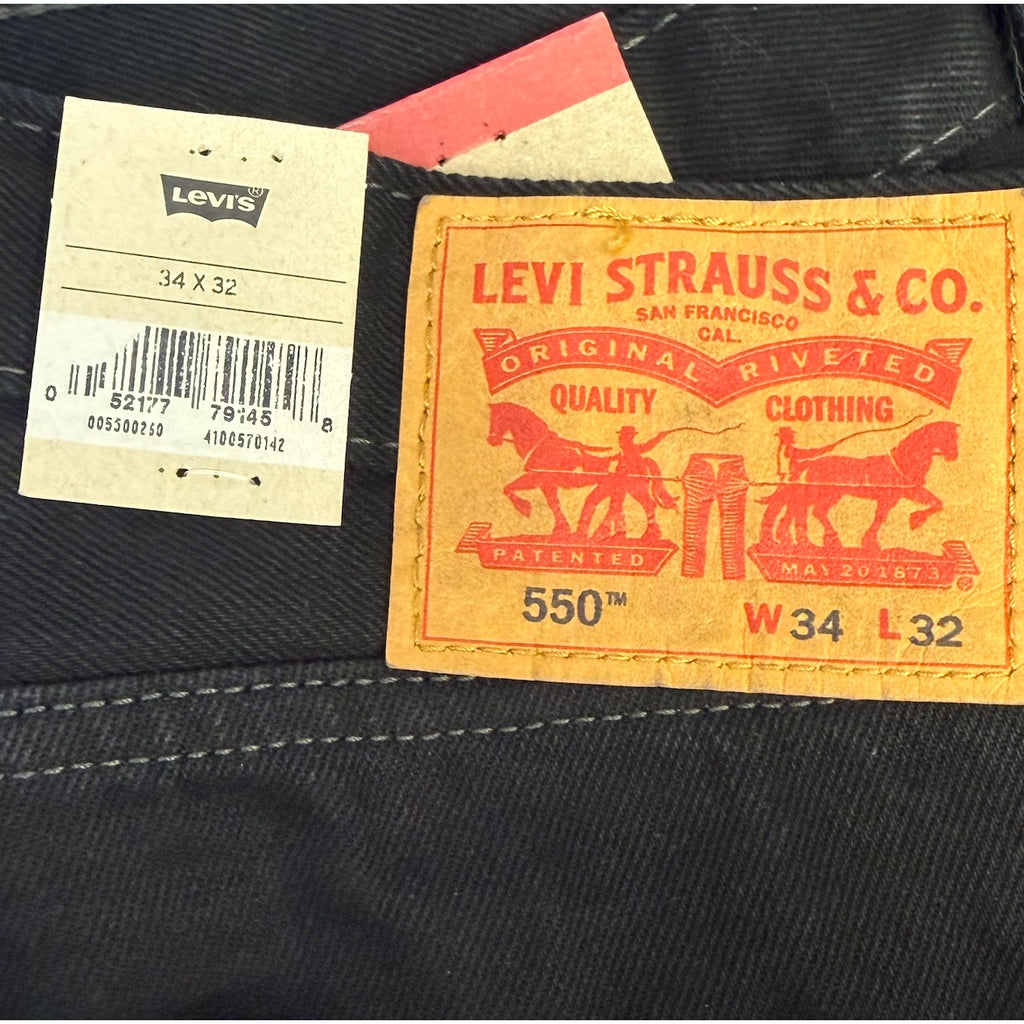 LEVI'S Men's 550 Relaxed Fit Jeans 34x32 Black Tapered Leg 00550-0260 NWT