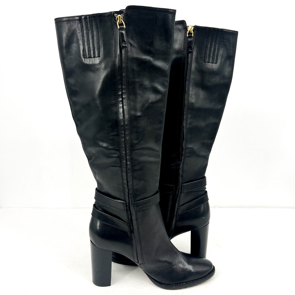 Lauren Ralph Lauren Womens Manchester Knee High Boots US 10 Black Leather NWOB