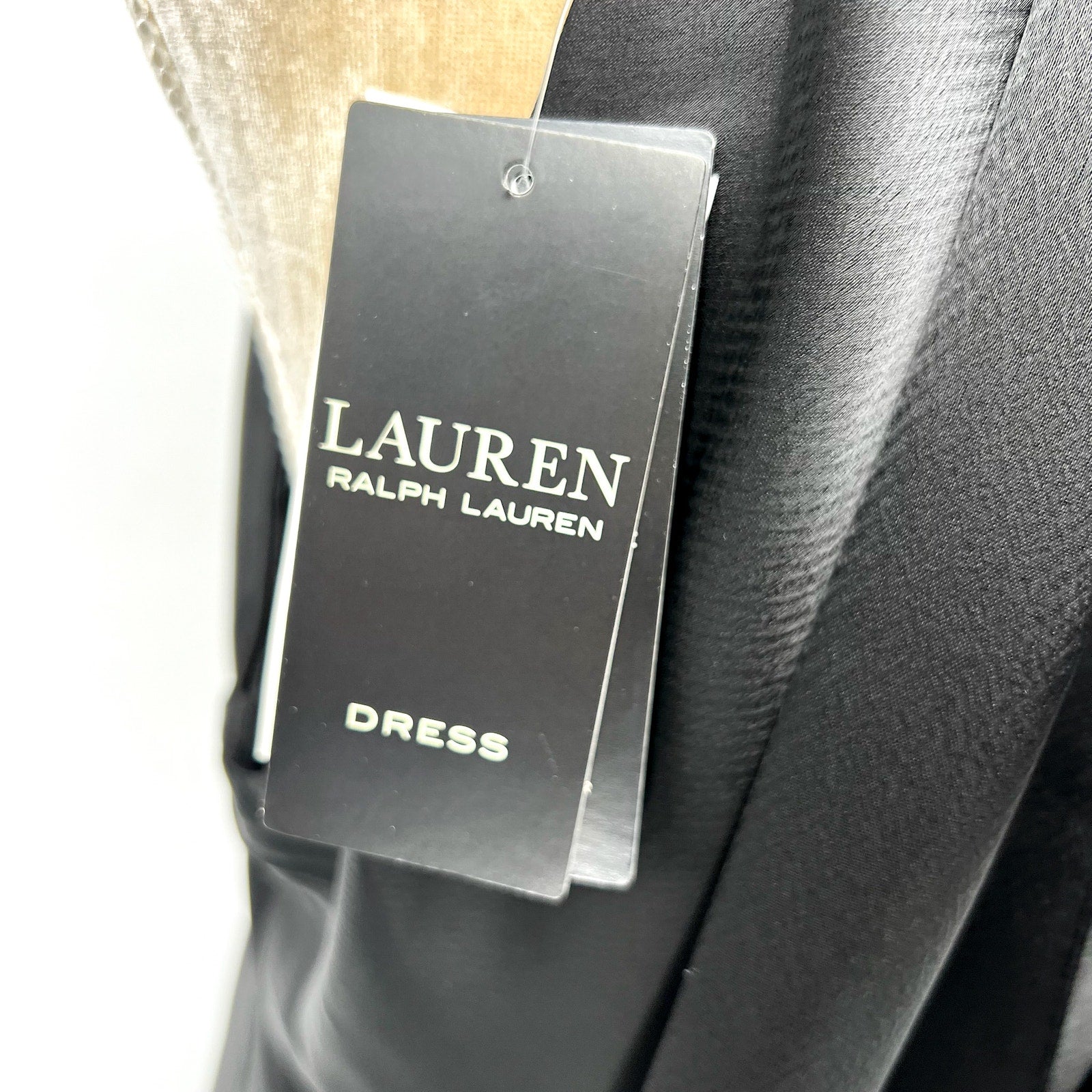 LAUREN RALPH LAUREN Satin Charmeuse Cocktail Dress Size 12 Black Halter NWT