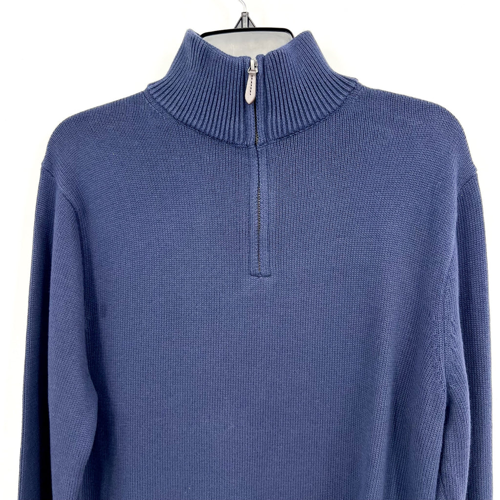 J.Crew Mens Heritage Cotton Half-Zip Sweater Large Navy Blue BT793 NWT