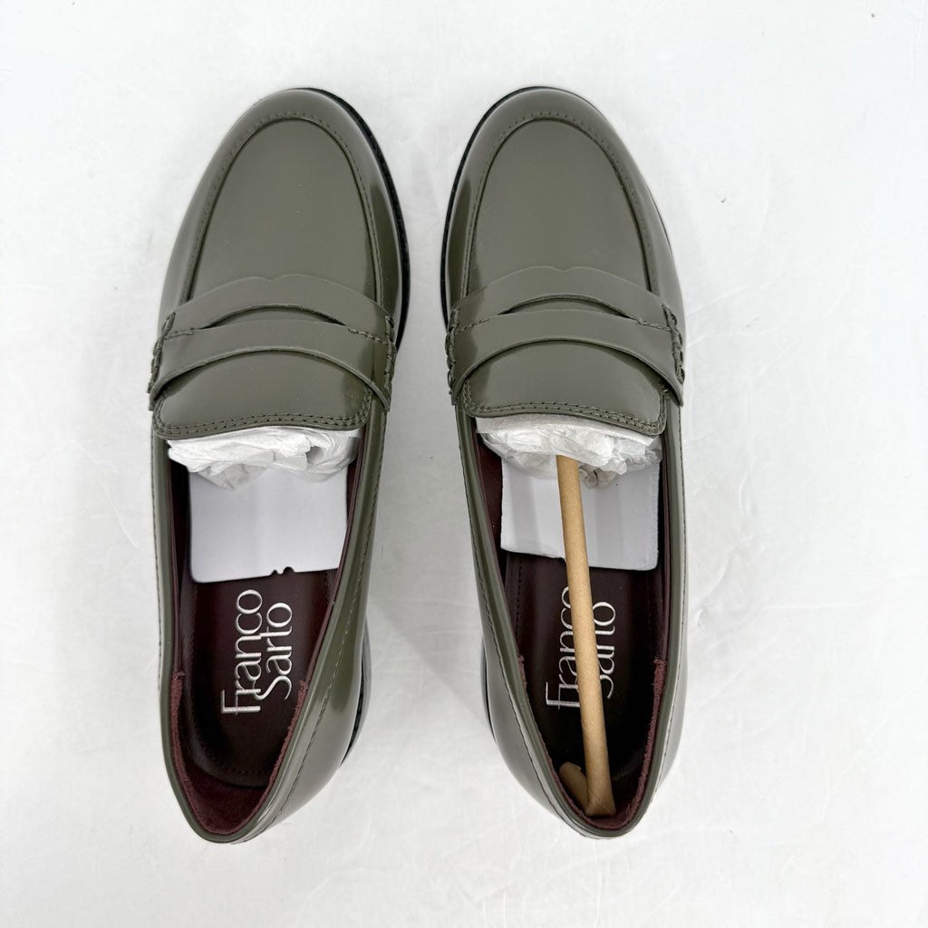 Franco Sarto Womens Alora Penny Loafers Size 6.5 M Green Vegan Patent NIB