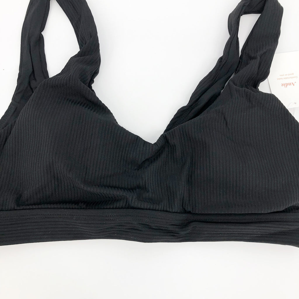 ANDIE SWIM The Ventura Rib Bikini Top XXL Black Scoop Neck Stretch NWT