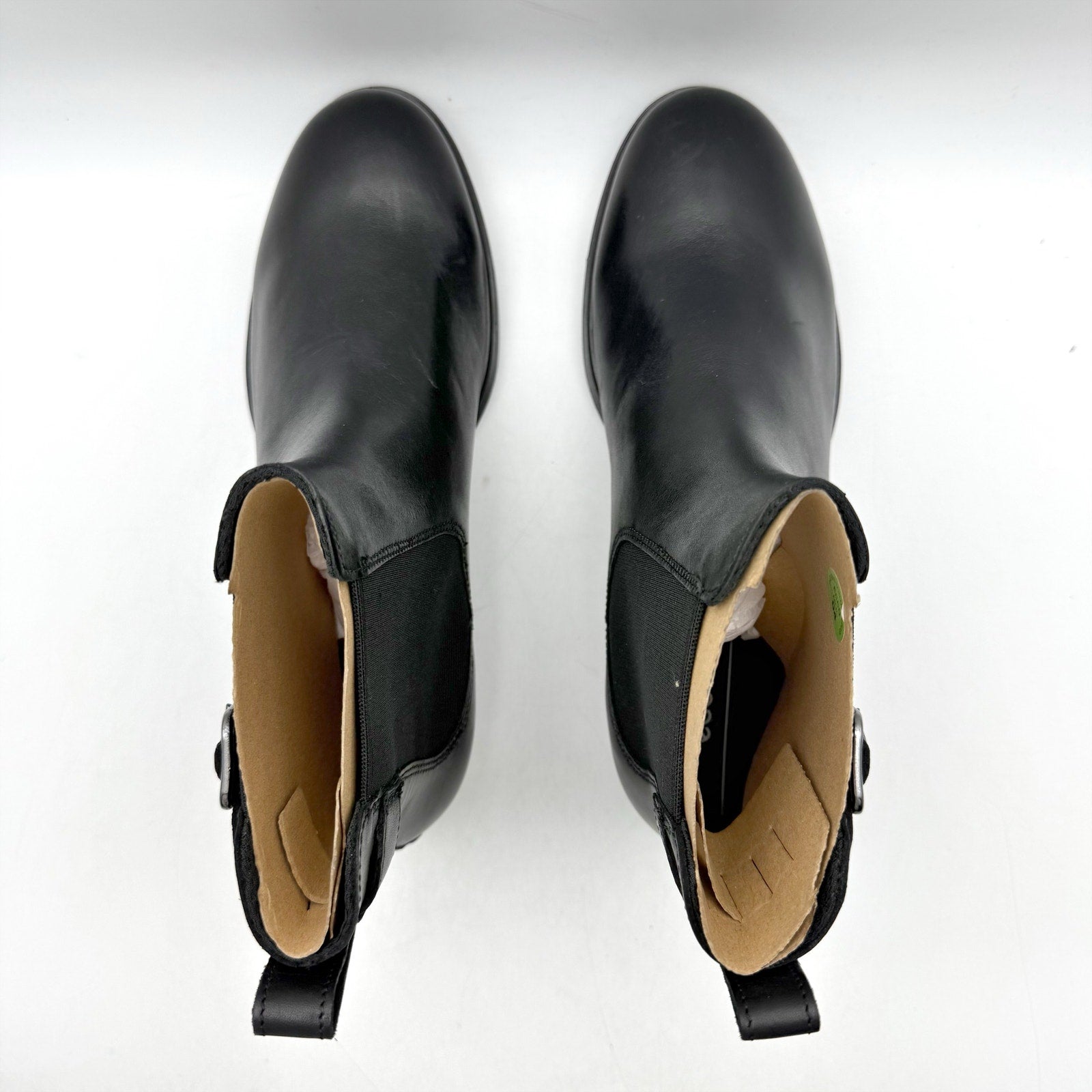 Ecco Womens Classic Chelsea Ankle Boots EU 38 US 7.5 Black Leather Buckle NIB