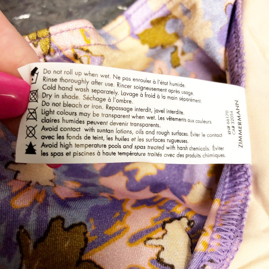 Zimmermann Violet Scoop Bikini Bottoms 3 Large Purple Multi Floral Swimwear NWOT