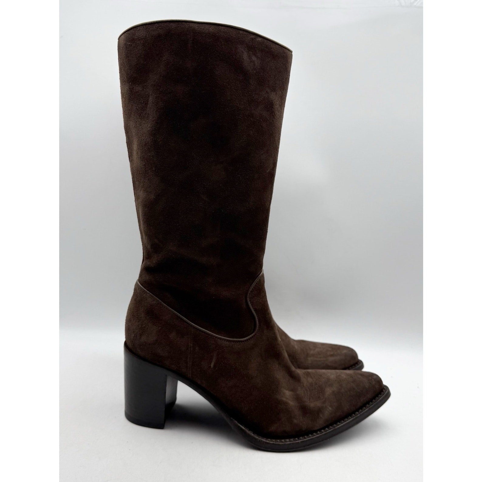 RE/DONE Womens 90s Western Knee High Boots EU 37 US 7 Brown Suede EUC