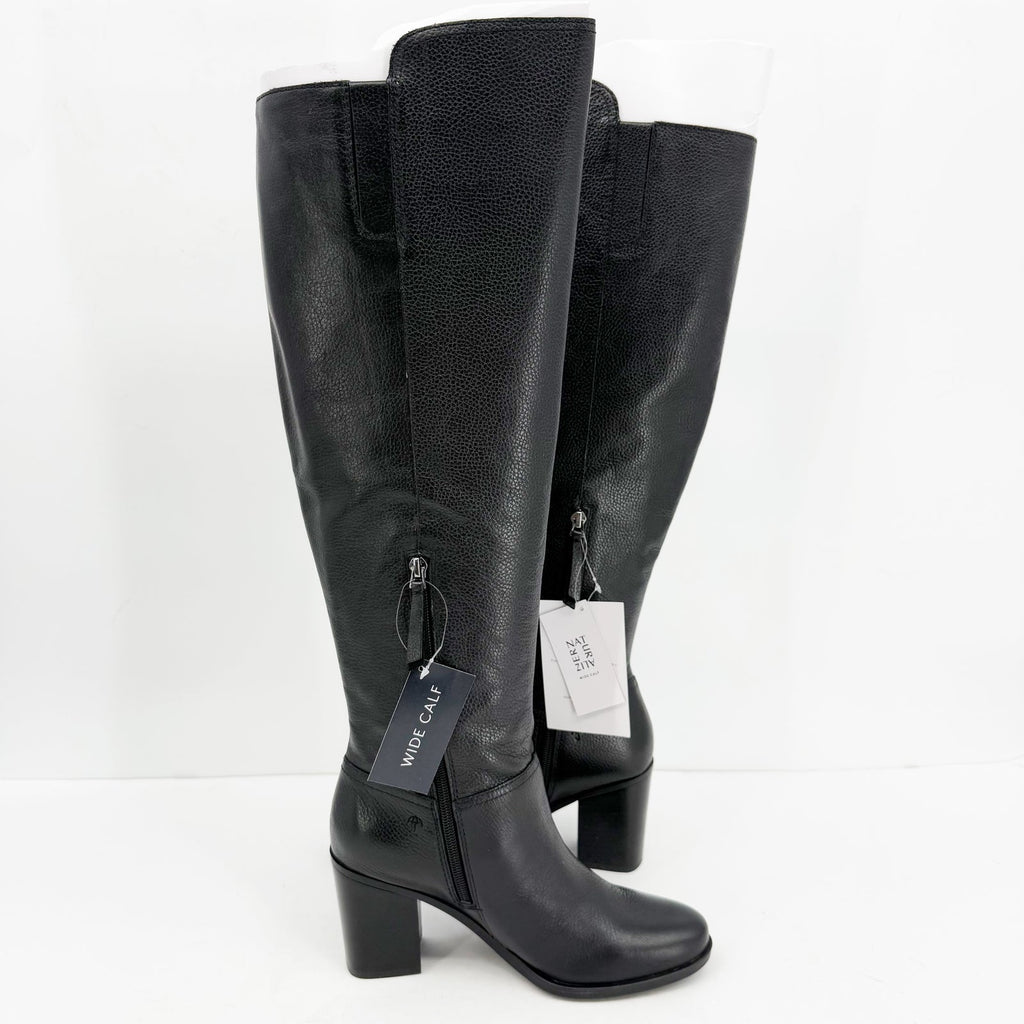 Naturalizer Womens Kyrie Knee High Boots Size 8.5 M Wide Calf Black Leather NIB