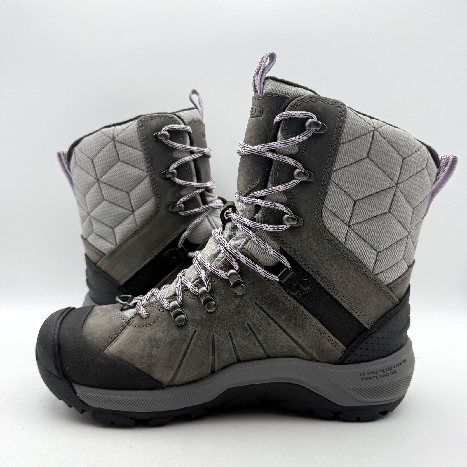 KEEN Womens Revel IV High Polar Hiking Boots US 6.5 Wide Grey Leather WP NWOB