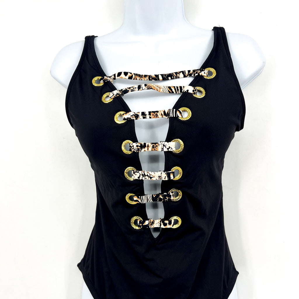 BLEU ROD BEATTIE Walk on the Wild Side One-Piece Swimsuit Size 6 Black NWT