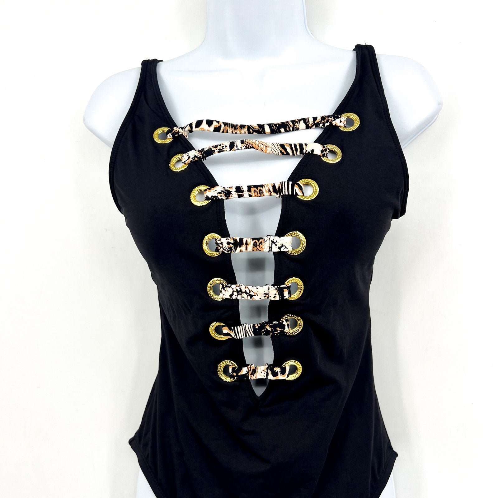 BLEU ROD BEATTIE Walk on the Wild Side One-Piece Swimsuit Size 6 Black NWT