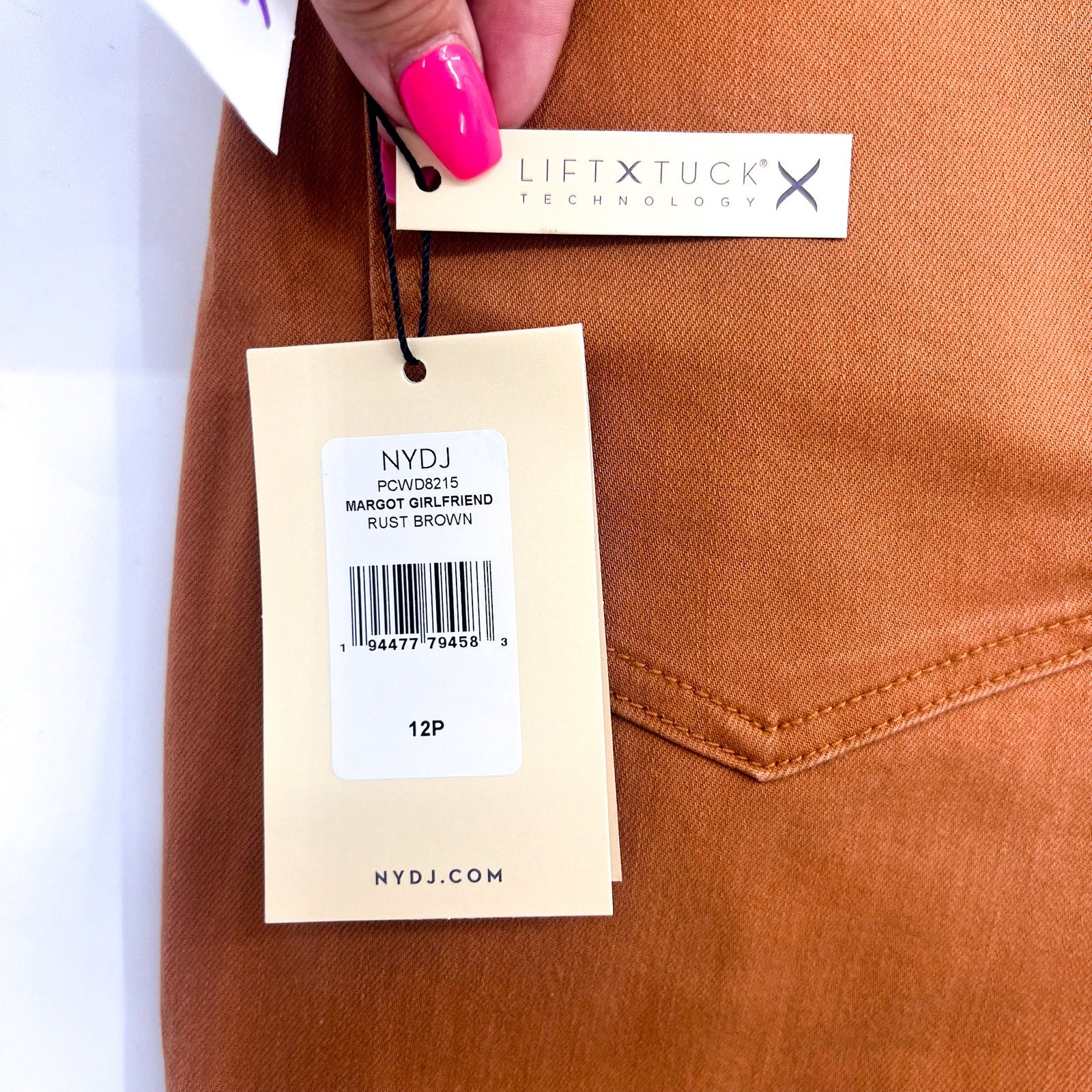 NYDJ Womens Margot Girlfriend Jeans Size 12 PETITE Rust Brown NWT