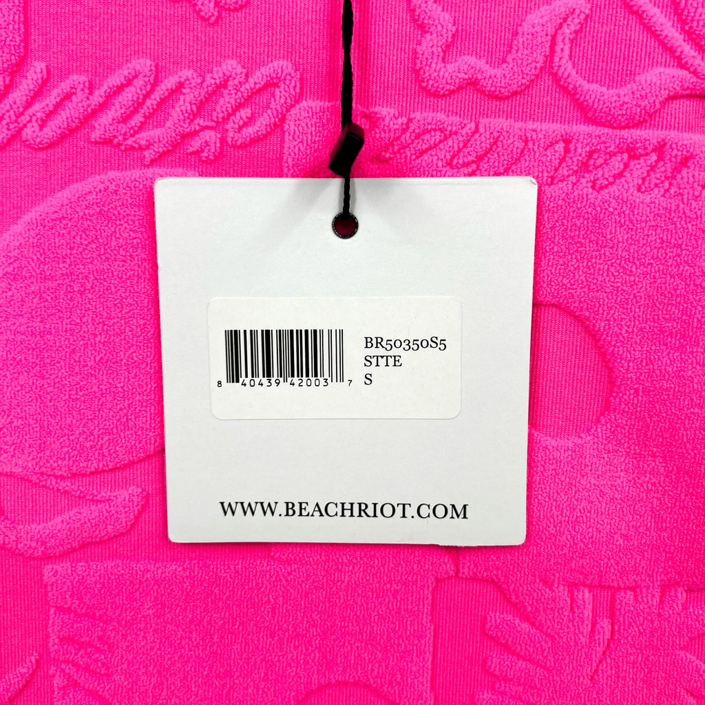 BEACH RIOT Women's Athena One-Piece Swimsuit Small Bright Pink Print Terry NWT