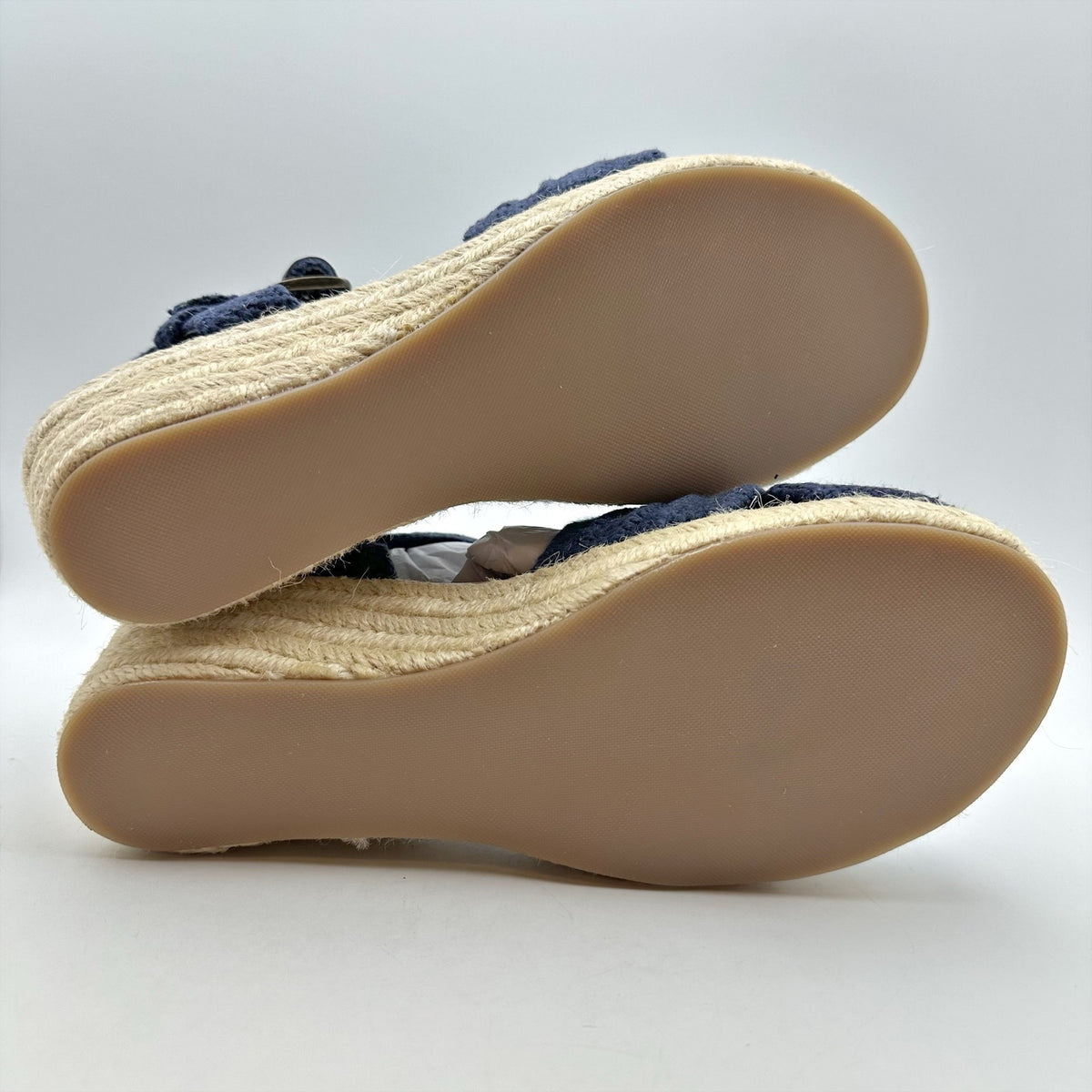 Coldwater Creek Callie Espadrille Sandals Size 6.5 Navy Blue Walk With Me NWOB