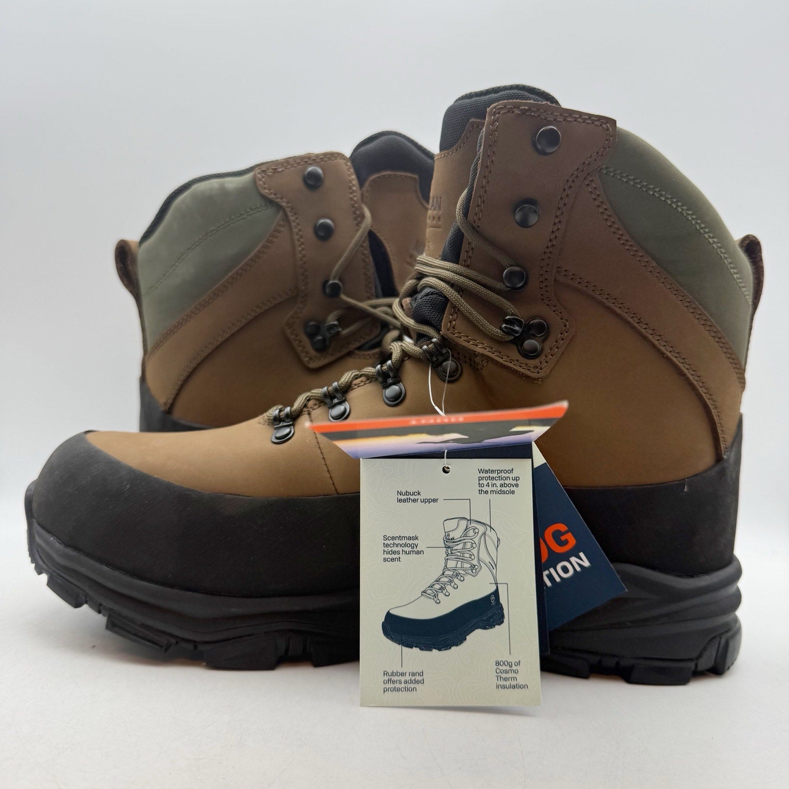 Magellan Outdoors Mens Pro Hunt Raghorn Boots US 10 D Brown Green Leather WP NWT