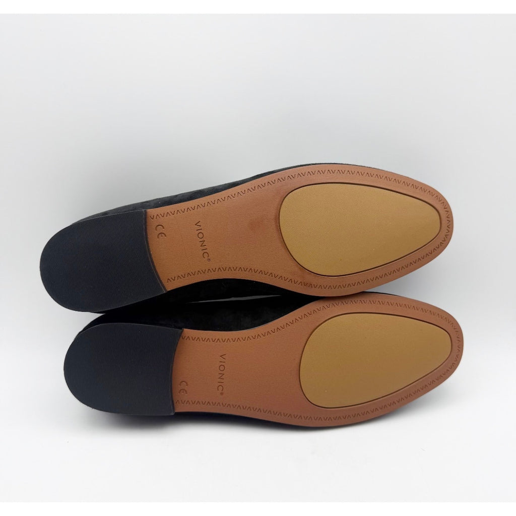 Vionic Women's Willa Flat Loafers Size 11 EU 42 Black Suede Slip On NIB